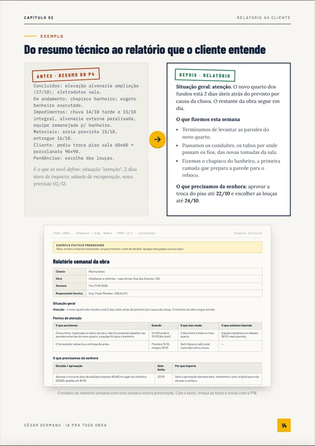 Do resumo técnico ao relatório que o cliente entende